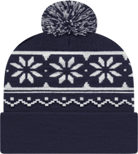 Cap America RKF12 Snowflake Knit Cap with Cuff Beanie True Navy Navy / One Size Fits Most