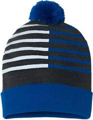 Cap America RKH12 USA Made Half Color Beanie - True Royal White - Royal White / One Size Fits Most
