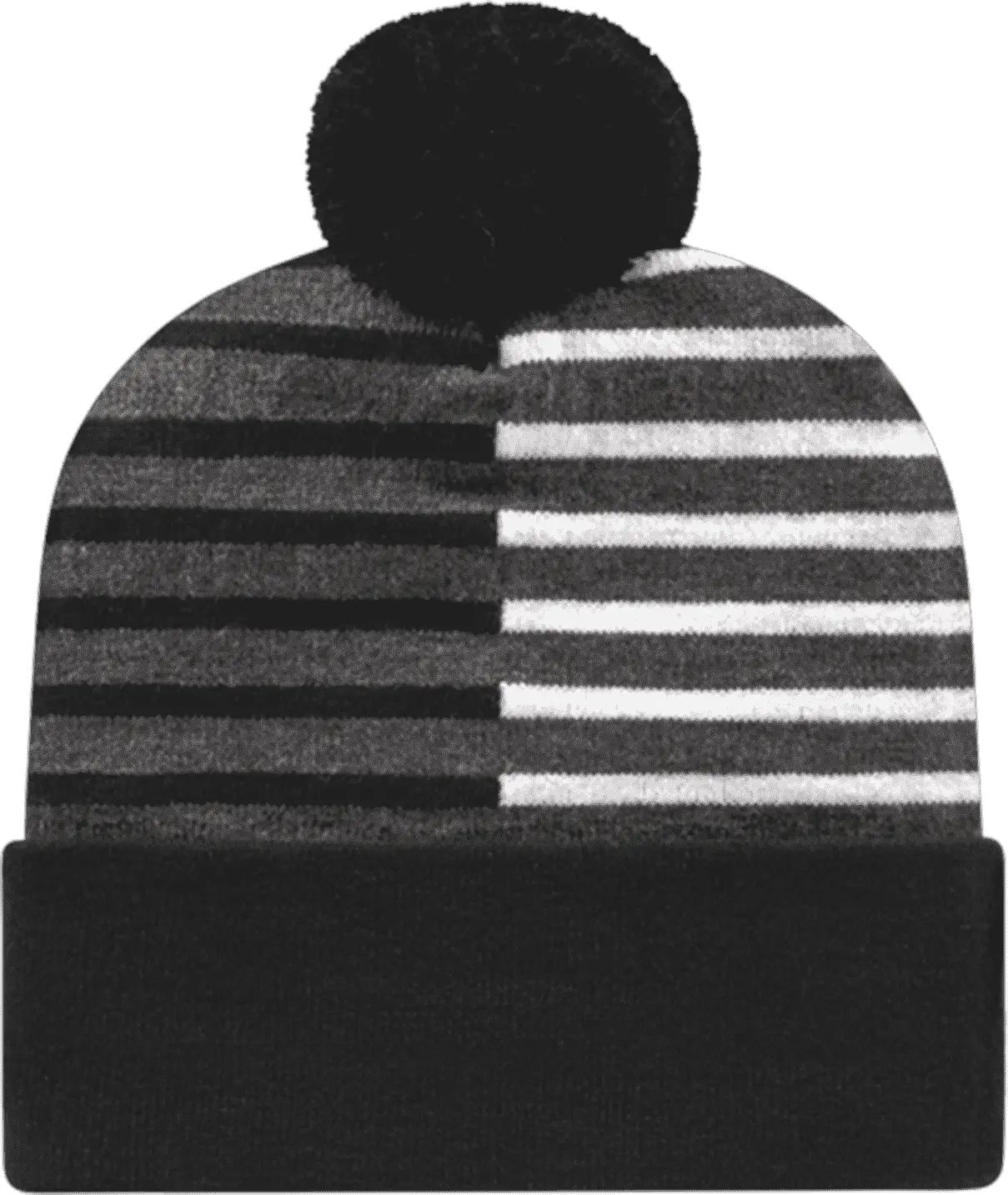 Cap America RKH12 USA Made Half Color Knit Cap with Cuff Beanie Black White Black White / One Size Fits Most
