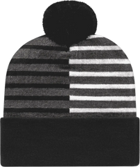 Cap America RKH12 USA Made Half Color Knit Cap with Cuff Beanie Black White Black White / One Size Fits Most
