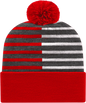 Cap America RKH12 USA Made Half Color Knit Cap with Cuff Beanie - True Red White - Red White / One Size Fits Most