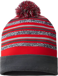 Cap America RKL12 USA Made Striped Beanie - True Red - Red / One Size Fits Most