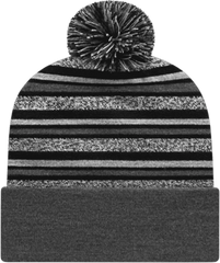 Cap America RKL12 USA Made Striped Knit Cap with Cuff Beanie Black Black / One Size Fits Most