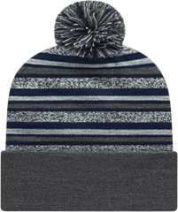 Cap America RKL12 USA Made Striped Knit Cap with Cuff Beanie - True Navy - Navy / One Size Fits Most