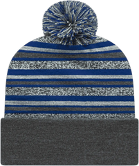 Cap America RKL12 USA Made Striped Knit Cap with Cuff Beanie True Royal Royal / One Size Fits Most