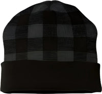 Cap America RKP12 USA Made Plaid Beanie Black Dark Heather Gray Black Dark Gray / One Size Fits Most