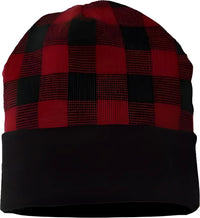 Cap America RKP12 USA Made Plaid Beanie Black True Red Black Red / One Size Fits Most
