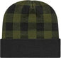 Cap America RKP12 USA Made Plaid Knit Cap with Cuff Beanie Olive Black Olive Black / One Size Fits Most