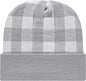 Cap America RKP12 USA Made Plaid Knit Cap with Cuff Beanie White Silver White Silver / One Size Fits Most
