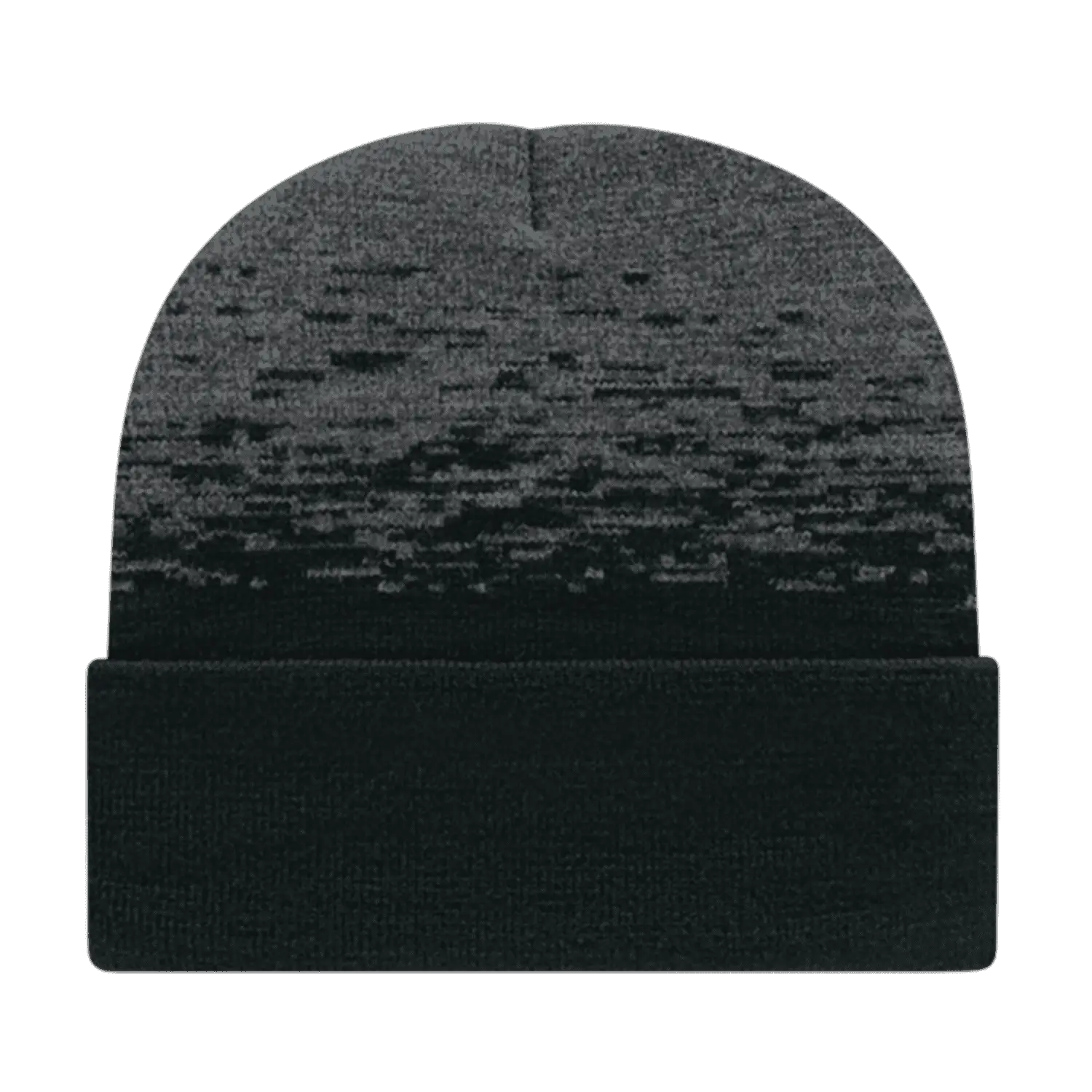 Cap America RKS12 USA Made Static Pattern Knit Cap with Cuff Beanie Black Dark Heather Black Dark Gray / One Size Fits