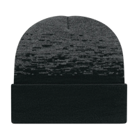 Cap America RKS12 USA Made Static Pattern Knit Cap with Cuff Beanie Black Dark Heather Black Dark Gray / One Size Fits