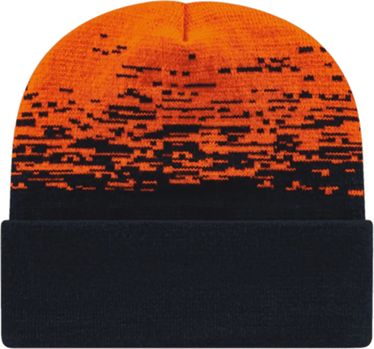 Cap America RKS12 USA Made Static Pattern Knit Cap with Cuff Beanie Black Deep Orange Black Orange / One Size Fits Most
