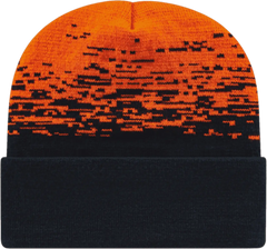 Cap America RKS12 USA Made Static Pattern Knit Cap with Cuff Beanie Black Deep Orange Black Orange / One Size Fits Most