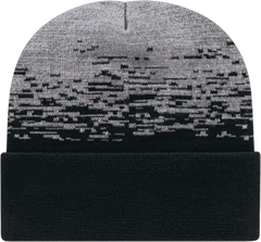 Cap America RKS12 USA Made Static Pattern Knit Cap with Cuff Beanie Black Heather Black Gray / One Size Fits Most