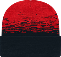 Cap America RKS12 USA Made Static Pattern Knit Cap with Cuff Beanie Black True Red Black Red / One Size Fits Most