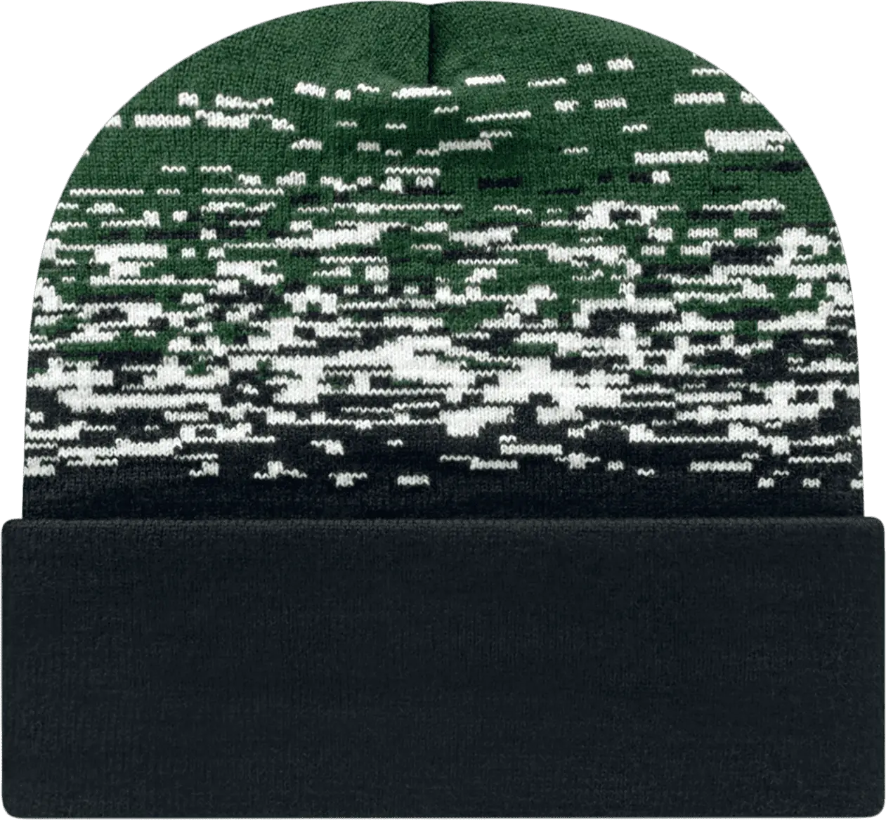 Cap America RKS12 USA Made Static Pattern Knit Cap with Cuff Beanie Black White Forest Green Black Forest / One Size