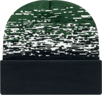 Cap America RKS12 USA Made Static Pattern Knit Cap with Cuff Beanie Black White Forest Green Black Forest / One Size