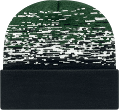 Cap America RKS12 USA Made Static Pattern Knit Cap with Cuff Beanie Black White Forest Green Black Forest / One Size