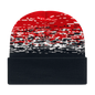 Cap America RKS12 USA Made Static Pattern Knit Cap with Cuff Beanie - Black White True Red - Black Red / One Size Fits