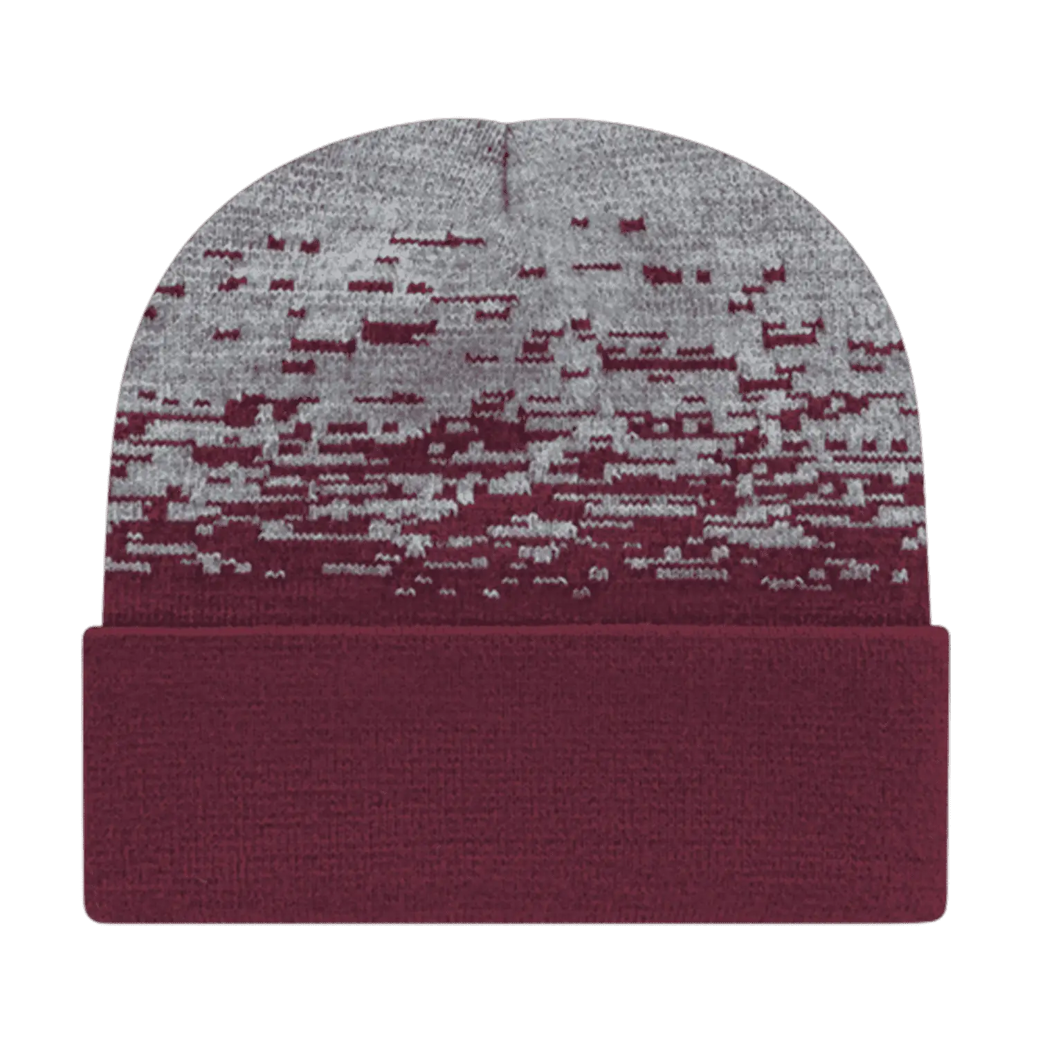 Cap America RKS12 USA Made Static Pattern Knit Cap with Cuff Beanie - Maroon Heather - Maroon Gray / One Size Fits Most