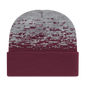 Cap America RKS12 USA Made Static Pattern Knit Cap with Cuff Beanie - Maroon Heather - Maroon Gray / One Size Fits Most
