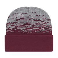 Cap America RKS12 USA Made Static Pattern Knit Cap with Cuff Beanie - Maroon Heather - Maroon Gray / One Size Fits Most