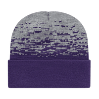 Cap America RKS12 USA Made Static Pattern Knit Cap with Cuff Beanie Purple Heather Purple Gray / One Size Fits Most