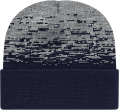 Cap America RKS12 USA Made Static Pattern Knit Cap with Cuff Beanie True Navy Heather Navy Gray / One Size Fits Most