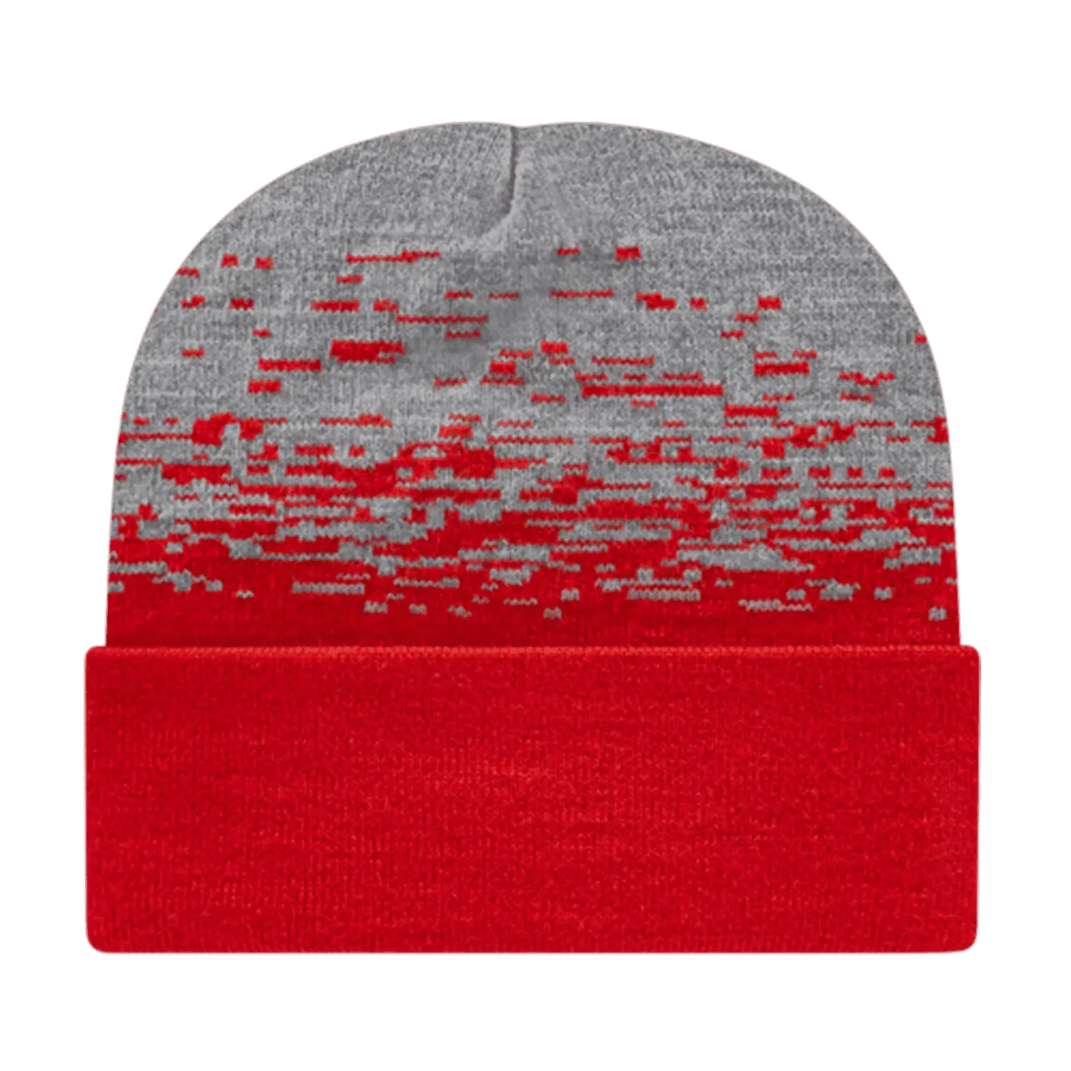 Cap America RKS12 USA Made Static Pattern Knit Cap with Cuff Beanie True Red Heather Red Gray / One Size Fits Most