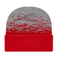 Cap America RKS12 USA Made Static Pattern Knit Cap with Cuff Beanie True Red Heather Red Gray / One Size Fits Most