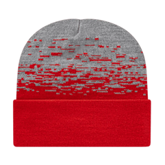 Cap America RKS12 USA Made Static Pattern Knit Cap with Cuff Beanie True Red Heather Red Gray / One Size Fits Most