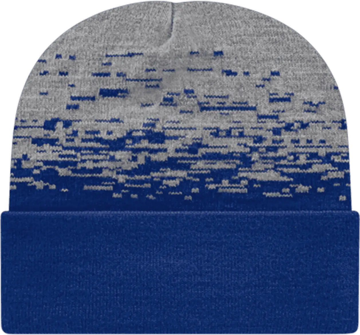Cap America RKS12 USA Made Static Pattern Knit Cap with Cuff Beanie - True Royal Heather - Royal Gray / One Size Fits