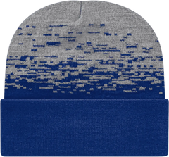 Cap America RKS12 USA Made Static Pattern Knit Cap with Cuff Beanie - True Royal Heather - Royal Gray / One Size Fits