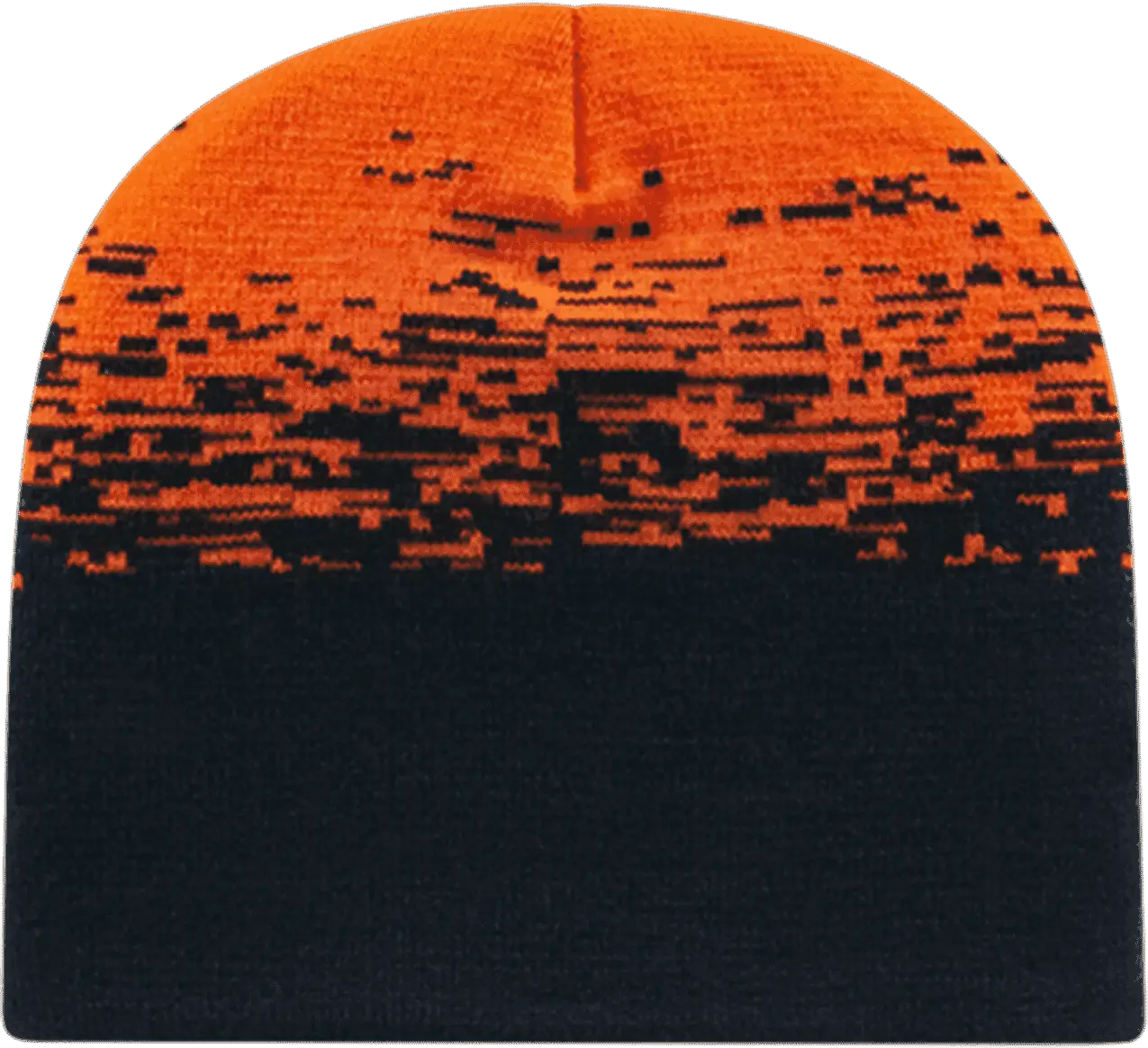 Cap America RKS9 USA Made Static Pattern Knit Beanie Black Deep Orange Black Orange / One Size Fits Most