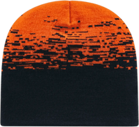 Cap America RKS9 USA Made Static Pattern Knit Beanie Black Deep Orange Black Orange / One Size Fits Most