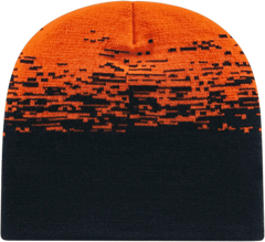 Cap America RKS9 USA Made Static Pattern Knit Beanie Black Deep Orange Black Orange / One Size Fits Most