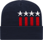 Cap America RKSTAR12 USA Made Stars & Stripes Knit Cap with Cuff Beanie Navy White Red Navy White / One Size Fits Most
