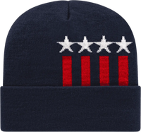 Cap America RKSTAR12 USA Made Stars & Stripes Knit Cap with Cuff Beanie Navy White Red Navy White / One Size Fits Most