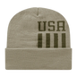 Cap America RKUSA12 USA Made Patriotic Knit Cap with Cuff Beanie - Khaki Olive - Khaki Olive / One Size Fits Most