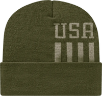Cap America RKUSA12 USA Made Patriotic Knit Cap with Cuff Beanie Olive Khaki Olive Khaki / One Size Fits Most
