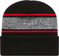 Cap America RKV12 USA Made Variegated Striped Knit with Cuff Beanie Black True Red Black Red / One Size Fits Most