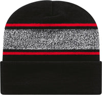 Cap America RKV12 USA Made Variegated Striped Knit with Cuff Beanie Black True Red Black Red / One Size Fits Most