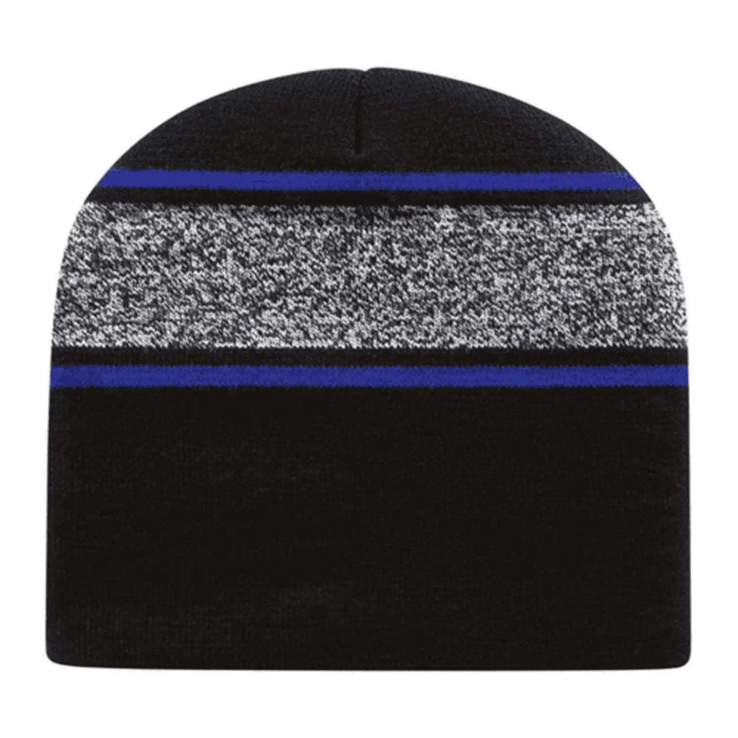 Cap America RKv9 USA Made Variegated Striped Beanie - Black Neon Blaze - Black Blaze / One Size Fits Most