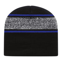 Cap America RKv9 USA Made Variegated Striped Beanie - Black Neon Blaze - Black Blaze / One Size Fits Most