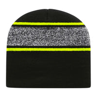 Cap America RKv9 USA Made Variegated Striped Beanie - Black Neon Yellow - Black Yellow / One Size Fits Most