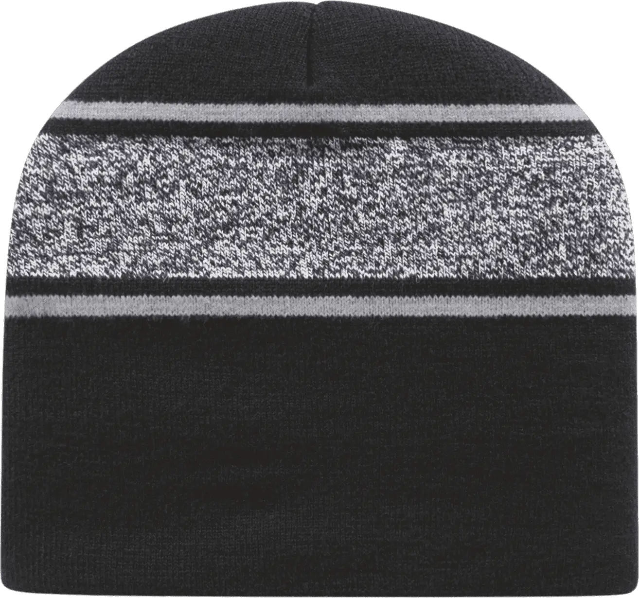 Cap America RKv9 USA Made Variegated Striped Beanie Black Silver Black Light Gray / One Size Fits Most