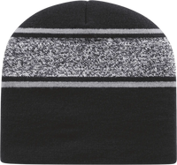 Cap America RKv9 USA Made Variegated Striped Beanie Black Silver Black Light Gray / One Size Fits Most
