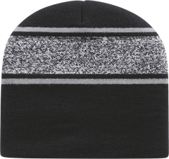 Cap America RKv9 USA Made Variegated Striped Beanie Black Silver Black Light Gray / One Size Fits Most