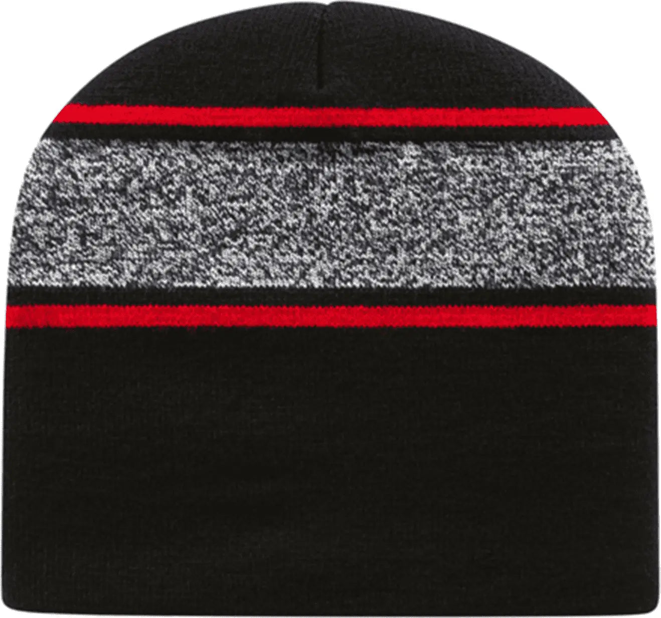 Cap America RKv9 USA Made Variegated Striped Beanie Black True Red Black Red / One Size Fits Most