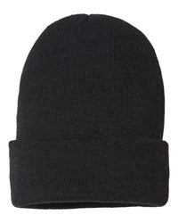 Cap America SKN24 Sustainable Knit Cap with Cuff Black Black / One Size Fits Most